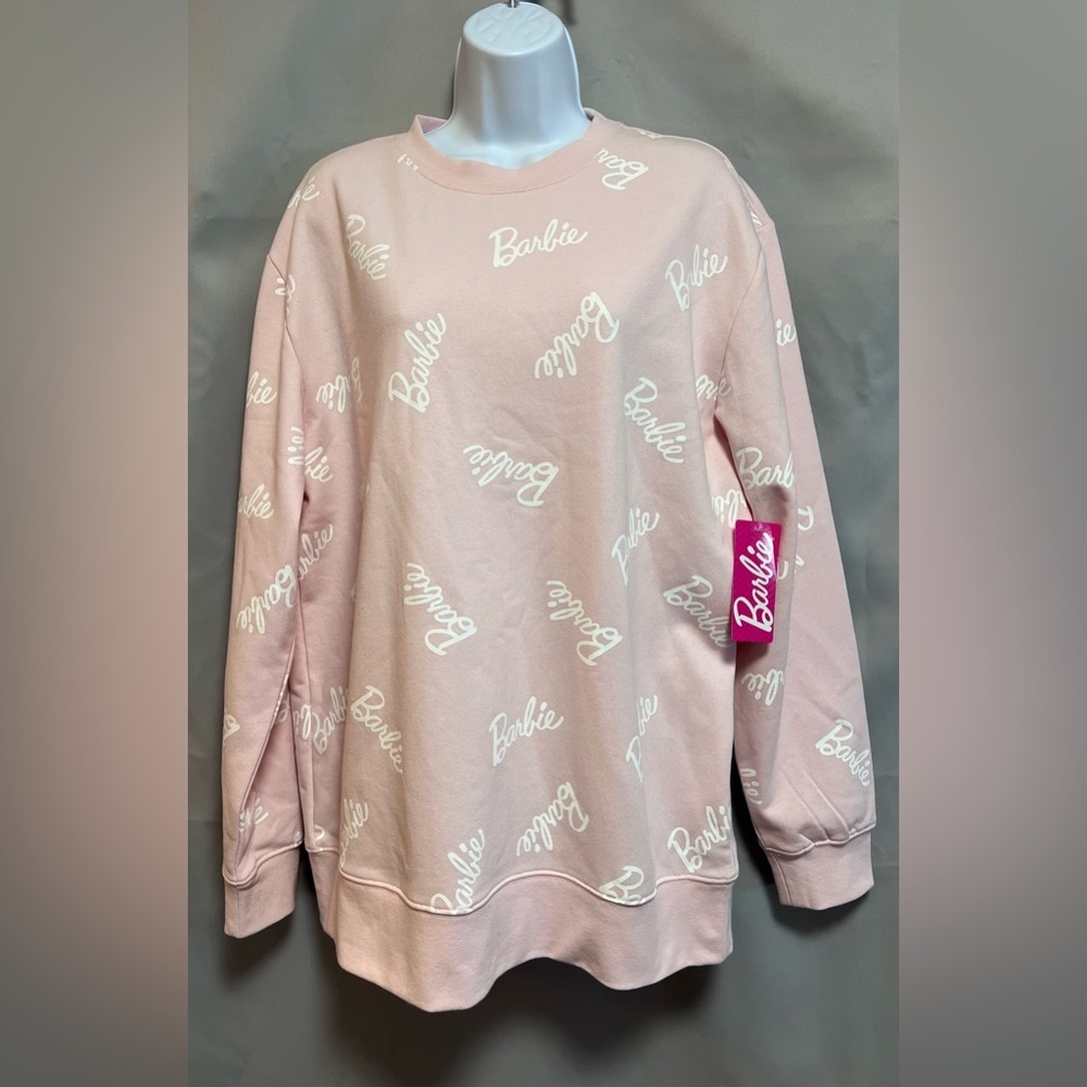 Barbie Women’s Pink White Sweatshirt‎ NWT Sz Medium
